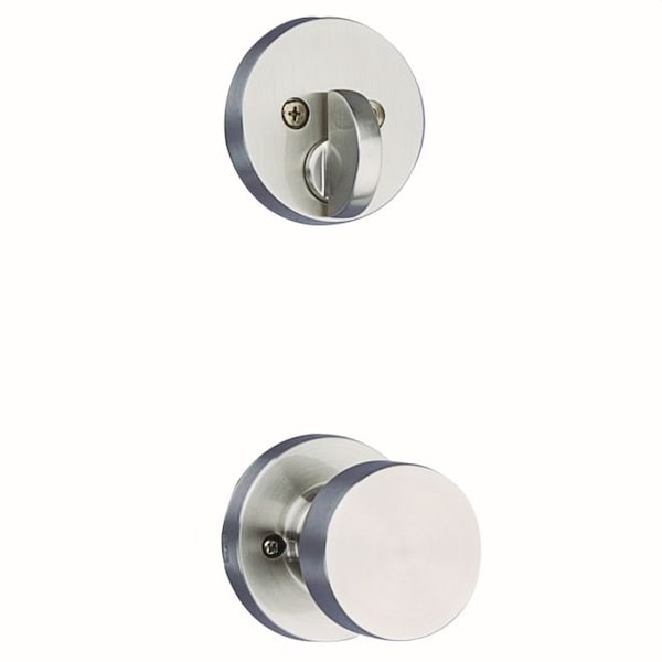 Single Cylinder Interior Pismo Knob Trim with Round Rose Satin Nickel Finish